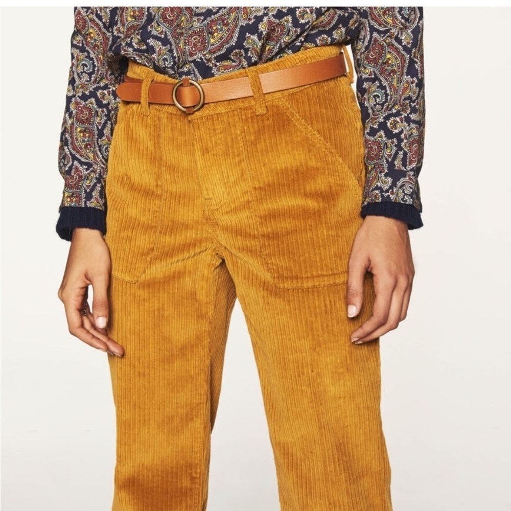 ba&sh Mustard Yellow Corduroy Wide Leg Pants - Picture 3 of 16